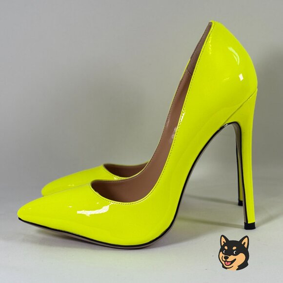 NWT WAYDERNS Fluorescent Yellow High Heel Pumps – Stiletto 4.7” Women’s Size 7 - Picture 1 of 6